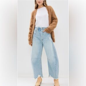 Citizens Of Humanity Light blue horseshoe distressed high rise wide-legged jeans